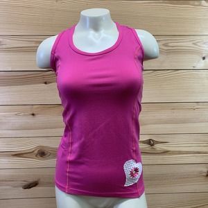 Margarita Supplex Tank Top Medium Hot Pink Racerback Mesh Heart Detail B163